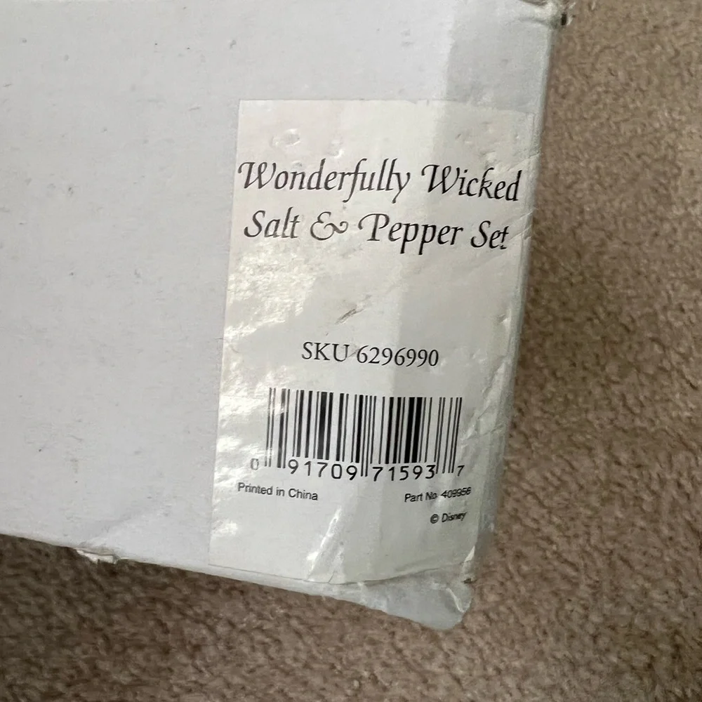 Wonderfully Wicked Disney Lenox Salt & Pepper shaker set